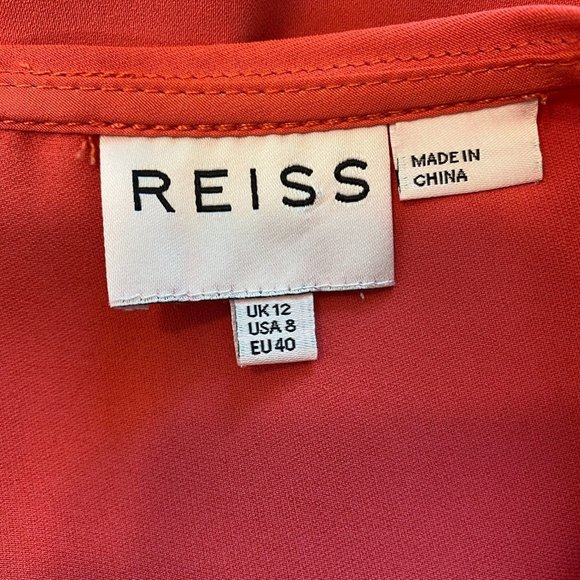Reiss Mini Dress 8 Coral Pink Aura Stitch Detail Sleeveless Back Zip Cocktail - Picture 7 of 9